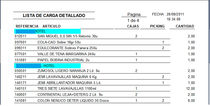 Hoja de cargar - Documentos